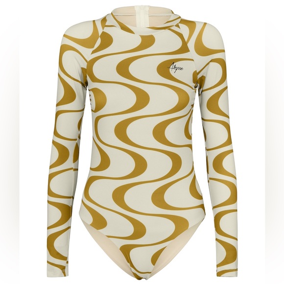 New Abysse x Free People Ama Ray XL Gold Long Sleeve 1-Piece High Neck Surf Suit - Picture 12 of 16